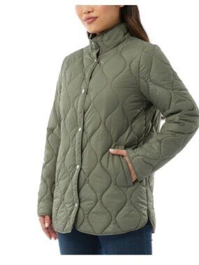32 Degrees Heat XL Quilted Jacket Olive Green Snap Front Water Resistant